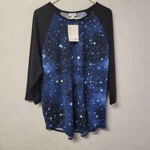 Lularoe Randy Tee Shirt Womens 3XL Blue Galaxy Stars Sky Tags Comfortable